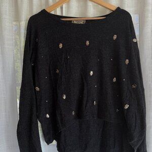 Rare Vintage INTERDEE wool jumper with skull metal studded beads